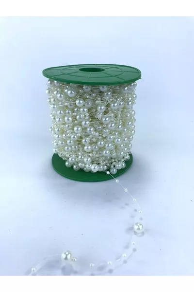 Кремави Перлени Мъниста с Мачкана Нишка  Метра – Бижу
