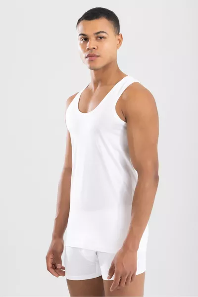 قمصان داخلية رجالية كلاسيكية عادية من القطن، حزمة 3 قطع، أبيض