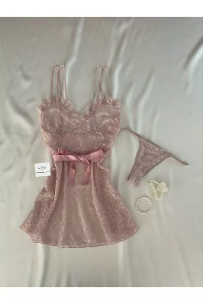 Ensemble de lingerie de nuit Scarlet en poudre, 2 pièces