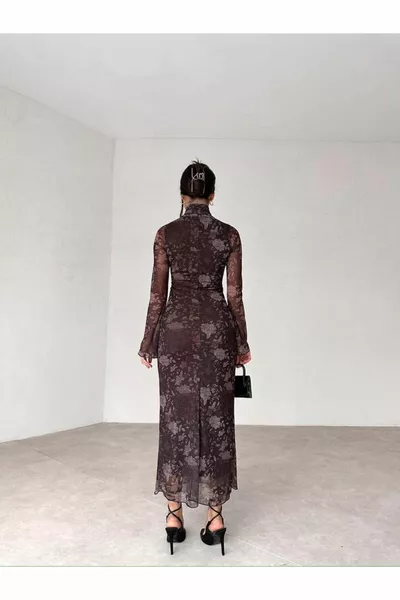 MİDİ BOY ÇİÇEK DESENLİ TÜL EBİSE