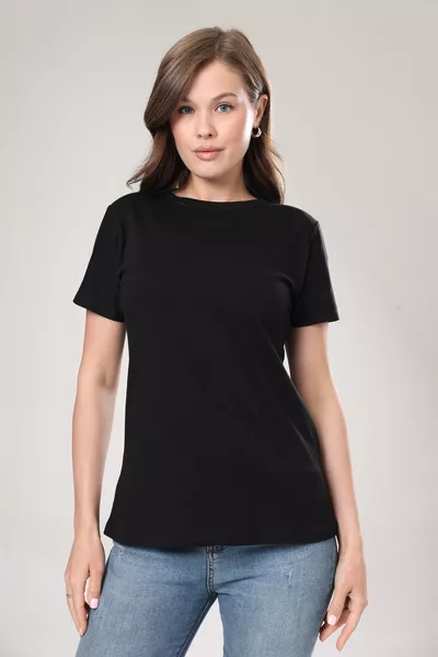 % хлопок, высококачественная женская футболка однотонная, черная, с круглым вырезом, из органического хлопка