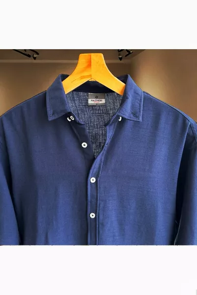 Men's Oversized Shirt Collar Long Sleeve Linen Summer Shirt