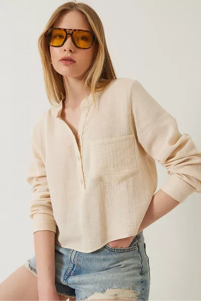 Women's Judge Collar Premium Muslin Shirt Blouse  