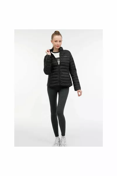 Veste matelassée femme noire à col montant