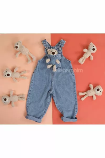 Комбинезон с медвежатами, светло-голубой джинсовый