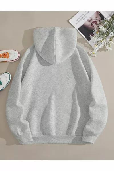 Unisex Panda Baskılı Kapüşonlu Oversıze Sweatshirt Hoodie