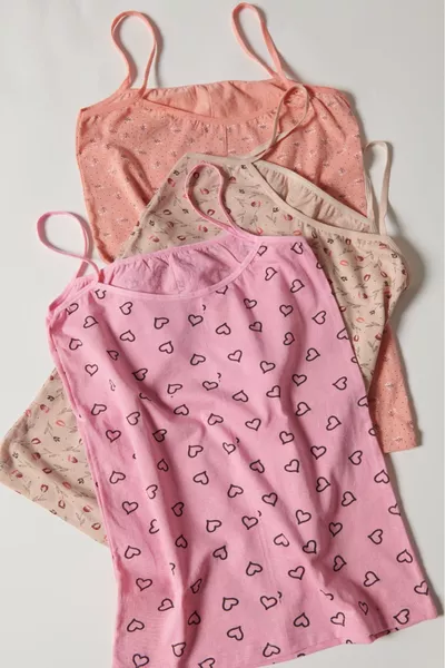 Dames Drie-delige Tanktop Set met Gemengd Patroon en Dunne Bandjes