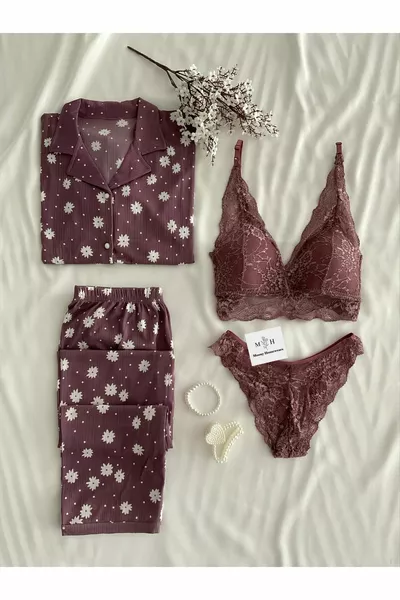 4-Piece Long Sleeve Pajama Loungewear Set