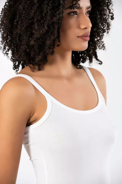 Weweus White Super Slim Natural Bamboo Luxury Strap Tank Top T-Shirt Body 