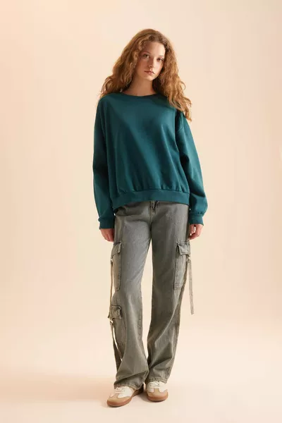 Sweatshirt basique épais à col rond oversize large Coool AXNS