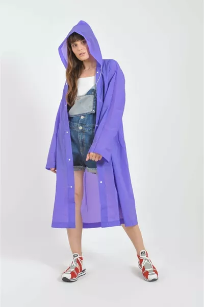معطف مطري من قماش إيفا بنفسجي مقاوم للرياح والماء للجنسين