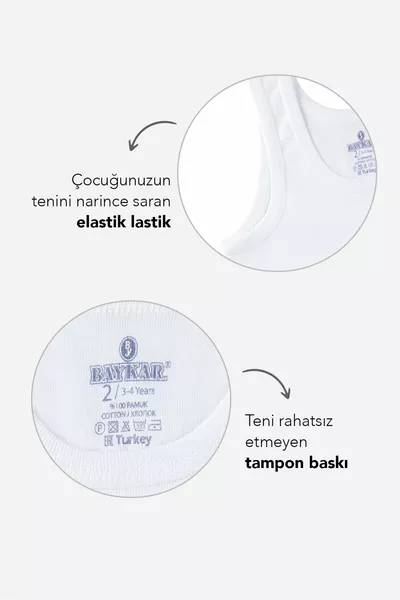 Boys' Round Neck Organic Cotton Vest 3-Pack White