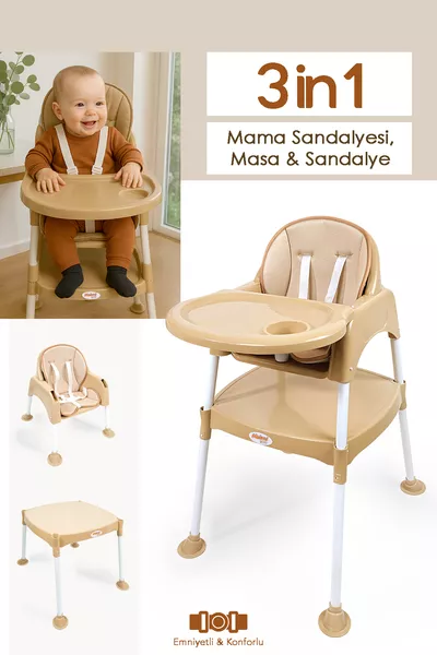 كرسي طعام للأطفال - كرسي طعام بمكتب عمل مع وسادة جلوس بيج