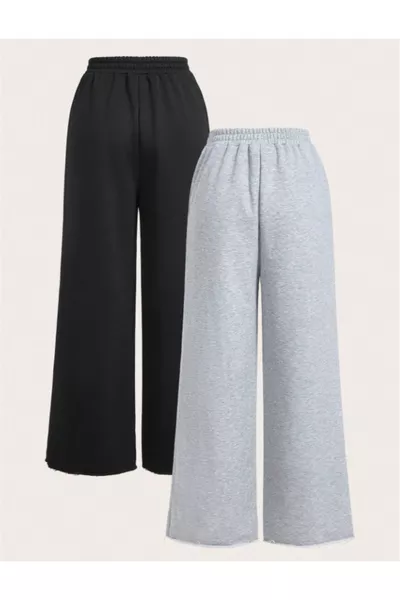 Pantaloni da tuta da donna NERI-GRIGI larghi, elasticizzati e comodi, TAGLIO AMPIO SHAH MODA