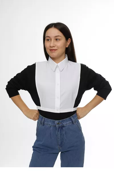 Hemdkragen-Einsatz Hemd Halb-innen getragener Baumwollpullover Kragen Bequemer Schnitt