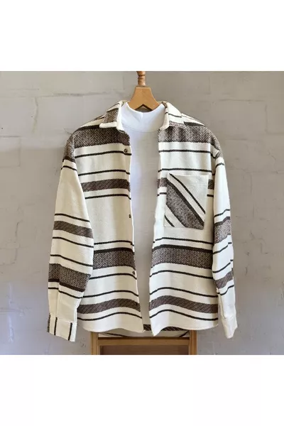 قميص رجالي واسع بأكمام طويلة من القطن لفصل الشتاء