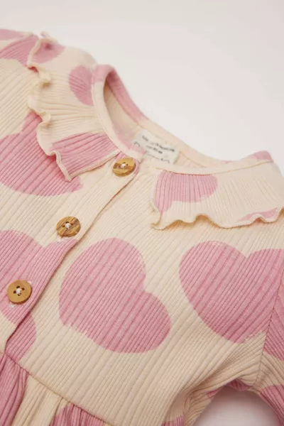 Meisjesbaby Lange Mouwen Ribgebreide Kaaskorstjurk SP