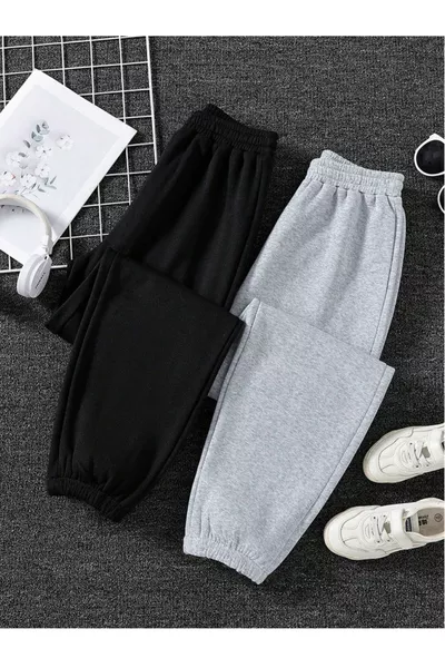 طقم رياضي موحد للرجال والنساء موسمي من خيوط سوداء ورمادية مزدوجة