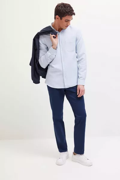 Regular Fit Summer Plain Leg Chino Canvas Pants SP