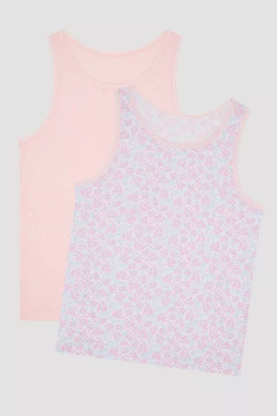 مجموعة تيشيرتين للفتيات بنقشة زهور متعددة الألوان