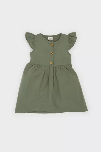 Baby Girl Sleeveless Linen-Look Dress SM