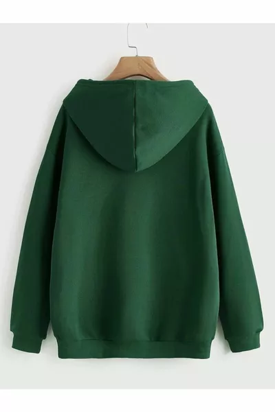 Green Hooded Oversized Sweatshirt