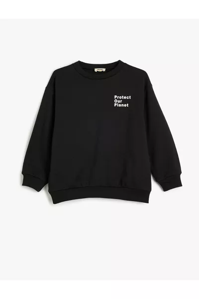 Langärmeliges Sweatshirt mit Rundhalsausschnitt und Sloganprint