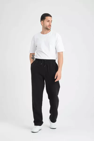 Pantalon Homme Baggy en Mousseline Léger et Confortable - Noir