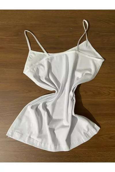 Kadın 2 Beyaz 2 Siyah Ip Askılı Likralı Penye Atlet 4'lü