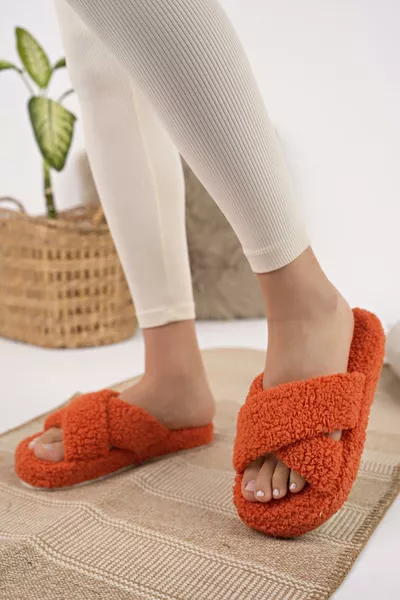 نعال منزل نسائية متقاطعة مودافراتو شتوية لا تصدر صوتًا