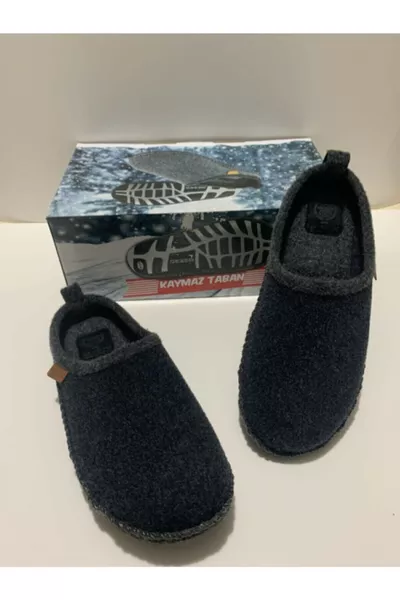 Men's Wool Felt Non-Slip Orthopedic Silent Sole Very Light Soft Winter House Slippers