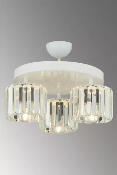 Lara 3-Light White Pendant Chandelier with  Crystal Stones