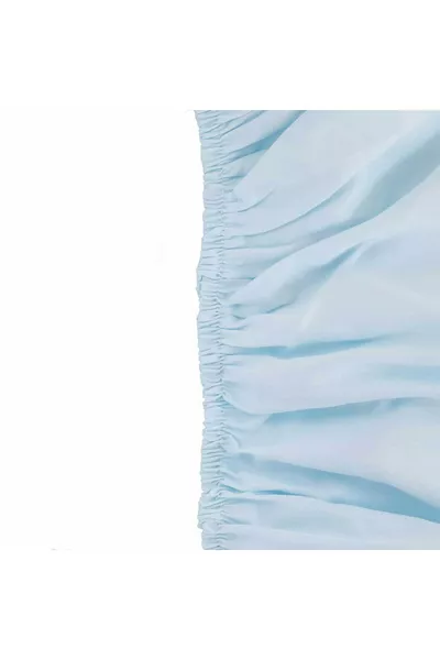 طقم مفارش بشرائط مطاطية باللون الأزرق الباهت - لون سادة - قطن مع أغطية وسائد - فردي - مزدوج - كبير