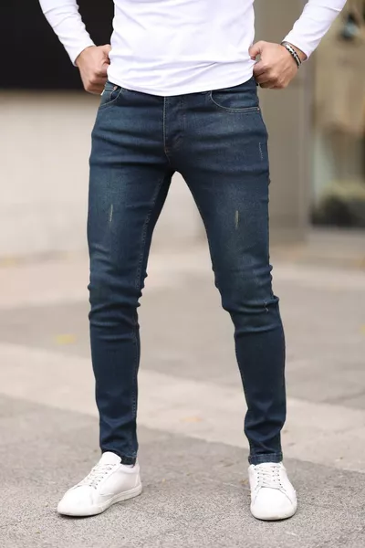 Skinny Fit, grün getönte Spitzen mit Lycra