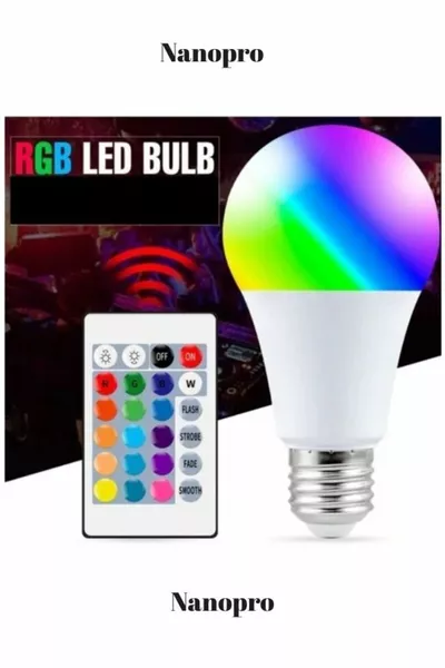 Home Remote Controlled Color Changing Bulb RGB 9W White Included  Colors