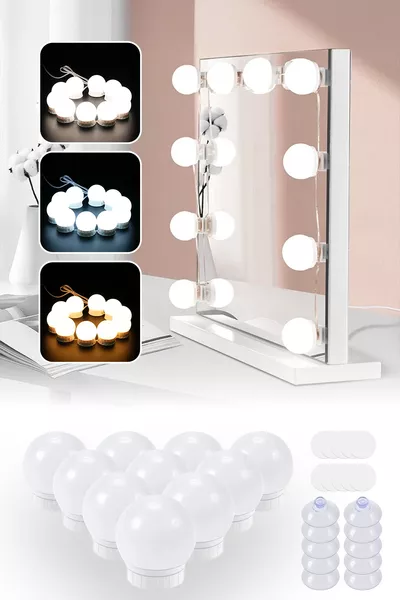 Hollywood Makeup Mirror LED Lighting Set –  Bulb Adjustable Light Mirror Lighting
