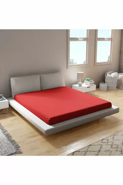 شرشف مطاطي من القطن بنسبة % لمفرد أو مزدوج، مقاس كينغ * سم، اللون خمري