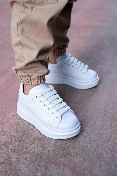 Çocuk Kız / Erkek Beyaz Spor Ayakkabı Kalın Taban Günlük Rahat Sneaker