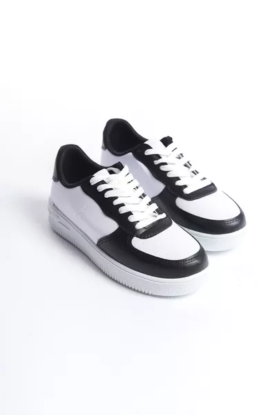 حذاء نسائي رياضي أبيض-أسود-أبيض 