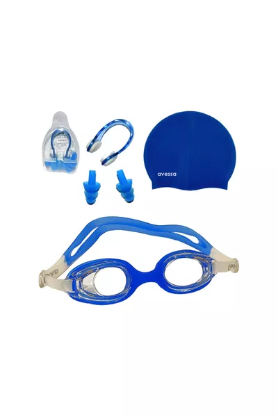 3-Piece Kids Swimming Set: Swim Goggles, Pool Goggles, Swim Cap, Ear and Nose Plugs