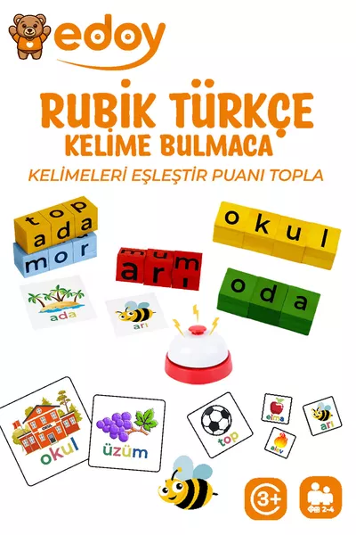 Montessori Lernspielzeug - Türkisches Puzzle-Spiel Würfel Türkische Karte und Glocken Lernspielzeug