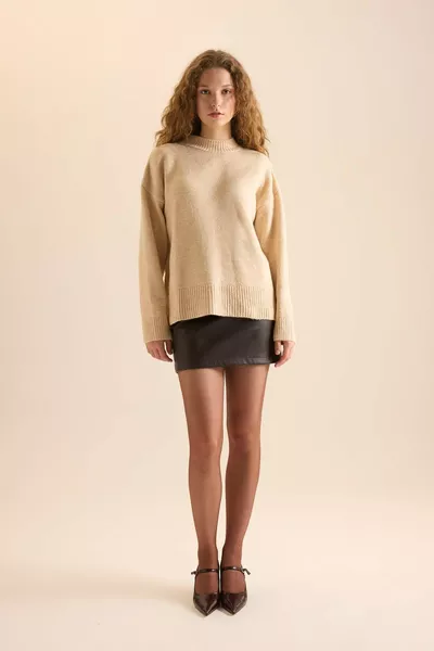 Oversize Loose Fit Half Turtleneck Sweater WN