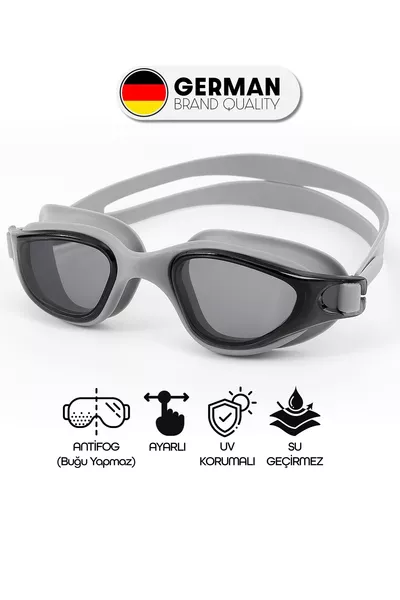 Голямо момче Pro силиконови очила за плуване за възрастни, не замъгляват и са водоустойчиви, сиви