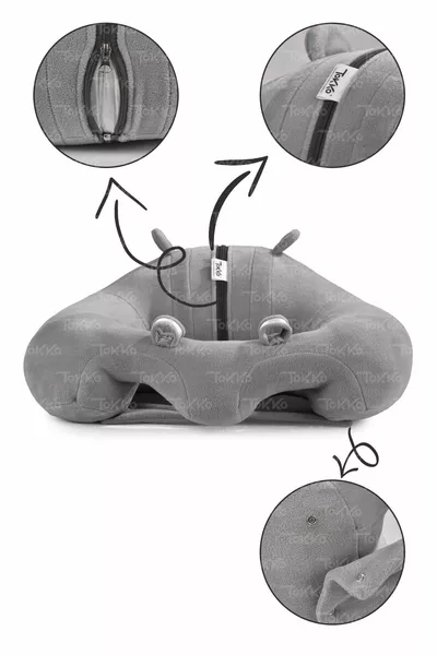 وسادة دعم جلوس للأطفال المحشوة بالألياف - كرسي الأطفال غير القابل للانقلاب - مقعد الأطفال الكبير باللون الرمادي