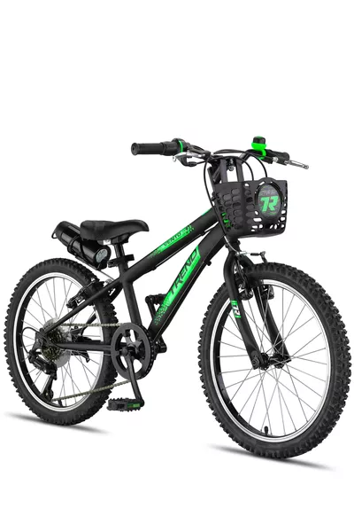 Mistral Kinderfiets met 7 versnellingen, 6-9 jaar, zwart-neon groen