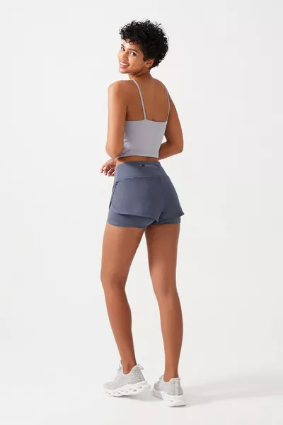 Women's Anthracite 2-Layer Sports Shorts - 2-in-1 Shorts with Leggings