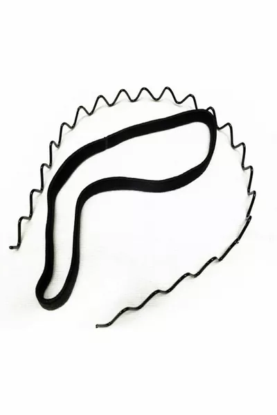 2-Piece Men's Hair Clip Zigzag Metal Headband + Black Elastic Hair Band Yogo Band