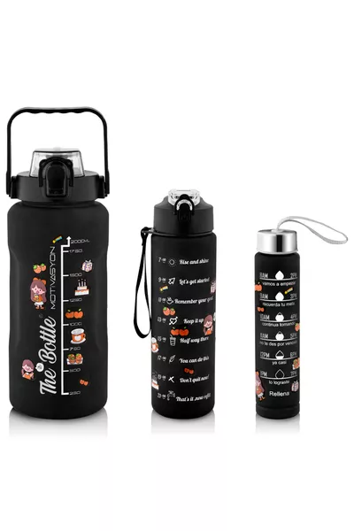 Motivational Water Bottle Set of 3, 2-Liter Water Bottle + Ml+ Ml Baby Athlete Water Bottle