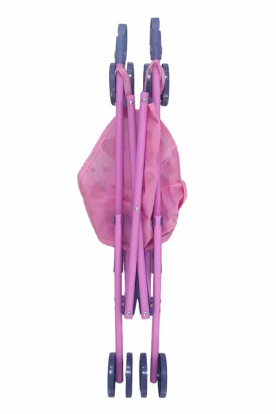 عربة ألعاب قابلة للطي للرضع، وردية، عصا، عربة أطفال بلاستيكية بنقشة الفراولة