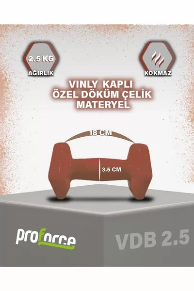 Non-VDB Vinyl Coated Cast Steel Weighted Dumbbell, Single Piece, 2.5 Kg